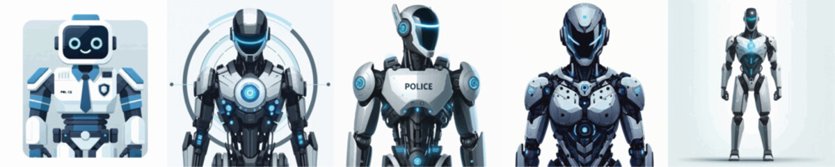 Fototapeta premium Vector of robot police