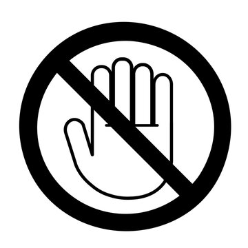 Stop Hand Prohibition Icon Monochrome (No Entry / Do Not Touch Sign)

手の禁止マークのモノクロアイコン（立入禁止・接触禁止サイン）