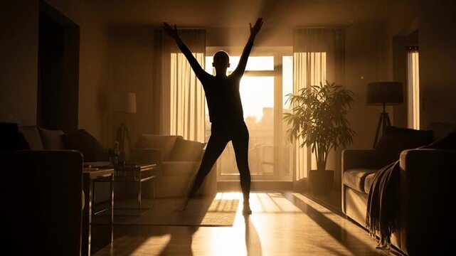 silhouette of a woman dancing in a bar