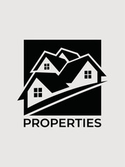 Fototapeta premium Modern minimalist house logo with a black-and-white monochrome design.ntitled
