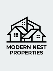 Fototapeta premium Modern minimalist house logo with a black-and-white monochrome design.ntitled