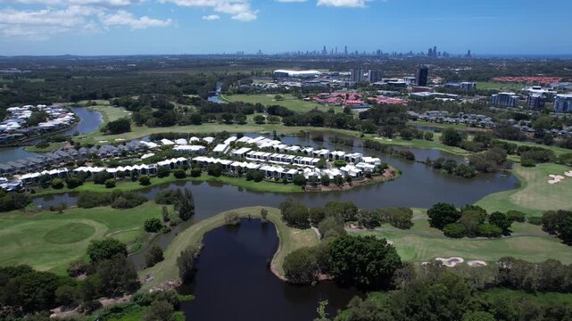 Suburb Of Robina On The Gold Coast, QLD, Australia - Aerial Shot