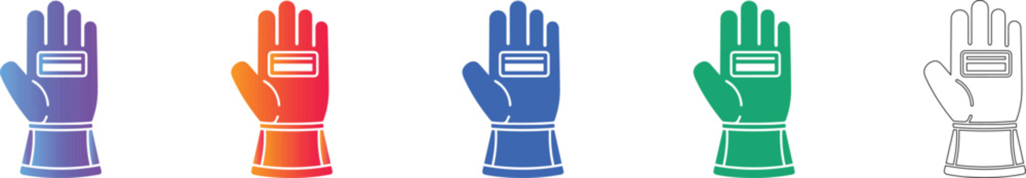 Industrial Protective Glove Icon Set
