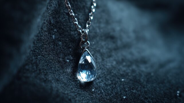 Gleaming Teardrop Pendant Necklace with Silver Chain