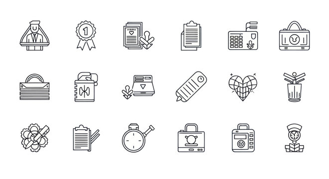 Hand-drawn Business Icons: Success, Planning, Finance, Agriculture, and Time Management