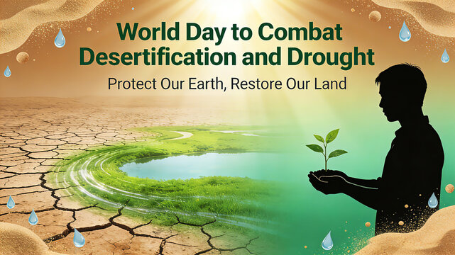 Holding seedlings in the hands of deserts and oases, ecological reconstruction to prevent desertification and drought, and adaptation to environmental public welfare propaganda
