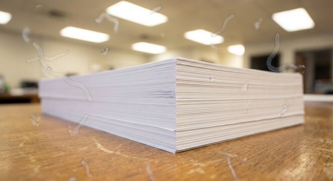 Eye floaters medical simulation over white printer paper