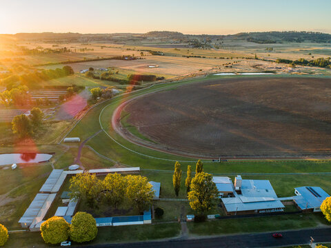 neat racetrack racecourse rural landscape in Glen Innes NSW Australia 