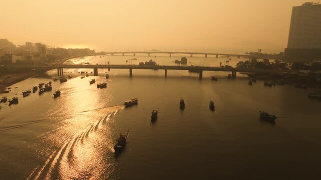 Aerial 4K view of winding Cai River with tropical coconut palms in Nha Trang near po nagar cham temple, Vietnam
the natural beauty of Central Vietnam&rsquo;s river systems