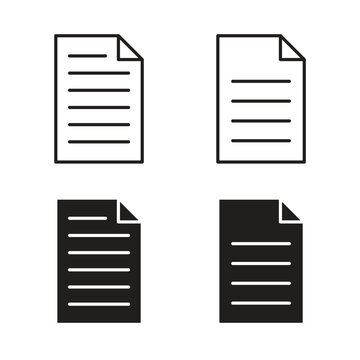 Document icon in line and glyph style. Flat and stroke icons