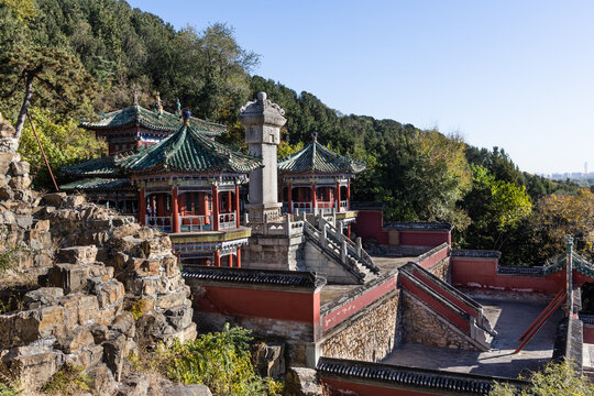 Adjacent buildings to the Tower of Buddhist Incense in Summer Palace, Beijing, China