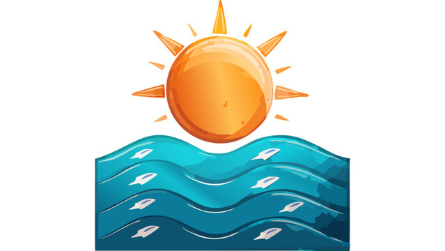 Sun rising over ocean waves representing coastal scenery nature beauty and peaceful horizon landscape vector