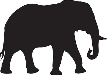 Fototapeta premium Black elephant silhouette, elephant icon, animal shape, wildlife symbol
