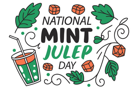 National Mint Julep Day Vector Illustration, Classic Cocktail Celebration Design