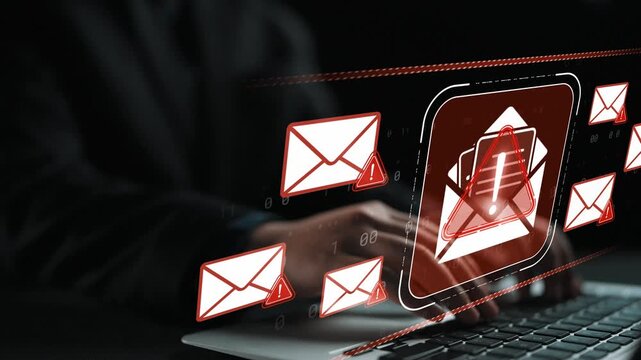 Modern Digital Workplace Concept with Email Notifications, Cyber Security Elements, and Professional User Interaction in a Dark Setting Sigmoid