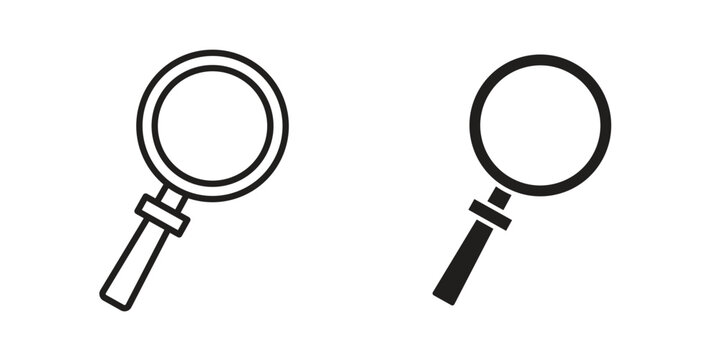 Loupe icon in black and white. clipart and line style icons