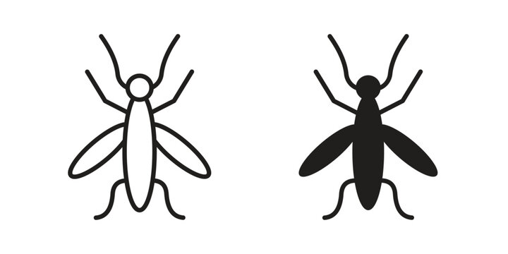 Mosquito icon in black and white. clipart and line style icons