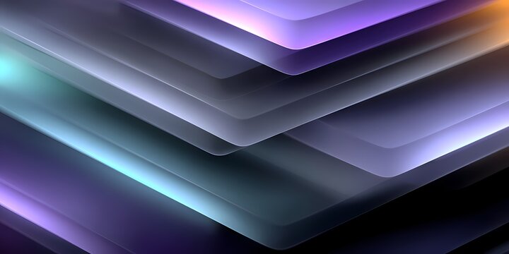 Sleek Layered Frosted Glass Sheets in Dark Cool Blue and Purple Tones for Professional Corporate Technology Background