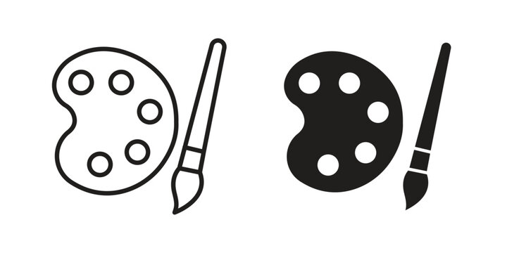 Paint icon in black and white. clipart and line style icons