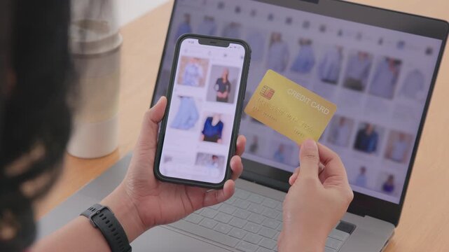 Woman using phone Agent AI app retail shop store tech auto pay buy  credit card at home fintech. Modern Agentic AI bot order assisted people easy smart future life internet of things virtual wallet.