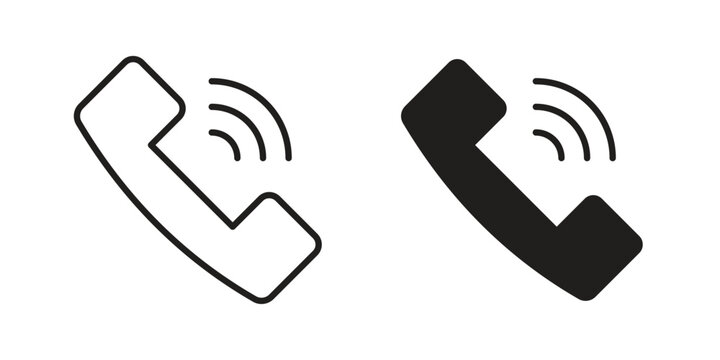 Phone call icon in black and white. clipart and line style icons
