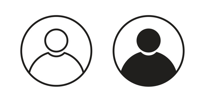 Profile icon in black and white. clipart and line style icons