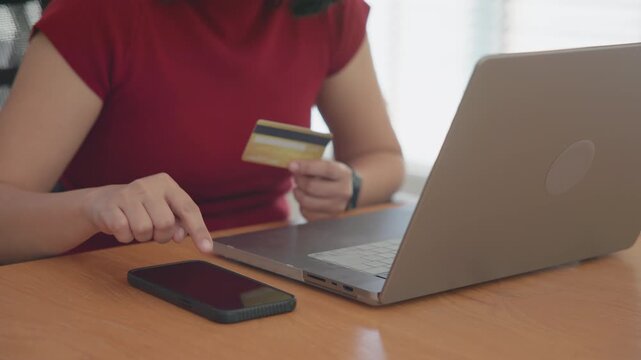 Woman using phone Agent AI app retail shop store tech auto pay buy  credit card at home fintech. Modern Agentic AI bot order assisted people easy smart future life internet of things virtual wallet.