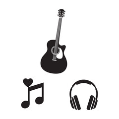 Fototapeta premium Music lover icons with guitar headphones and heart note