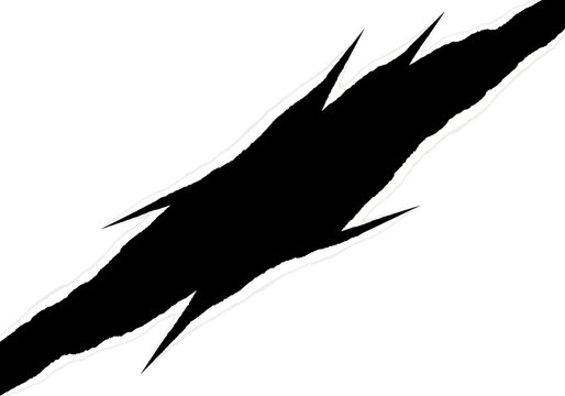 Abstract black vector slash on white background with sharp edges, graphic design