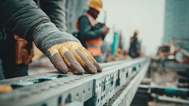 hands measuring construction tools