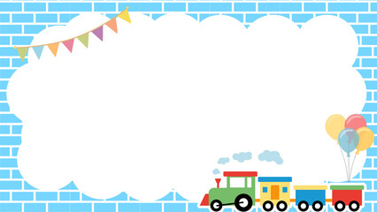 Fototapeta premium A simple and colorful blank frame with a cute design, perfect for kids. The cheerful layout makes it suitable for invitations, notebooks, postcards, bookmarks, and certificates for kindergarten or pri