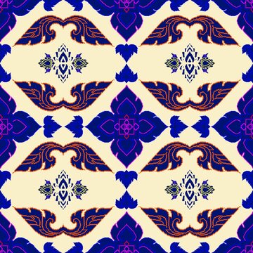  Digital Pixel Art Thai Silk Textile Background