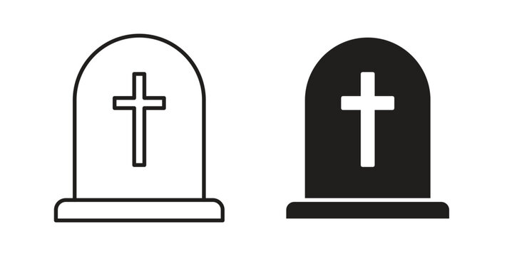 Tombstone icon in black color. Vector icons on white background