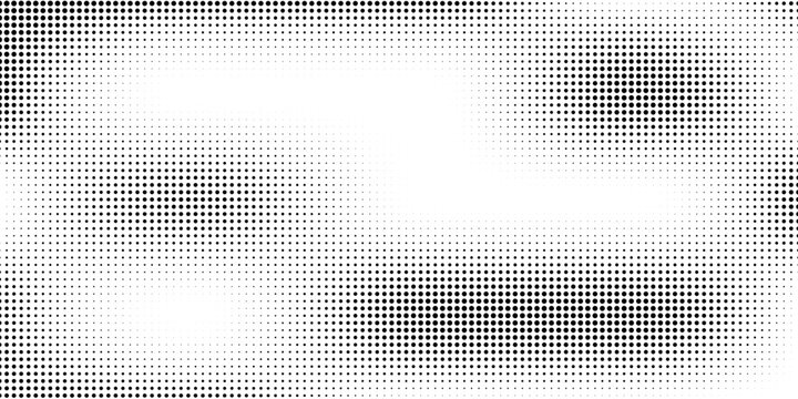 Halftone faded gradient texture. Grunge halftone grit background. White and black sand noise wallpaper. Retro pixilated vector backdrop