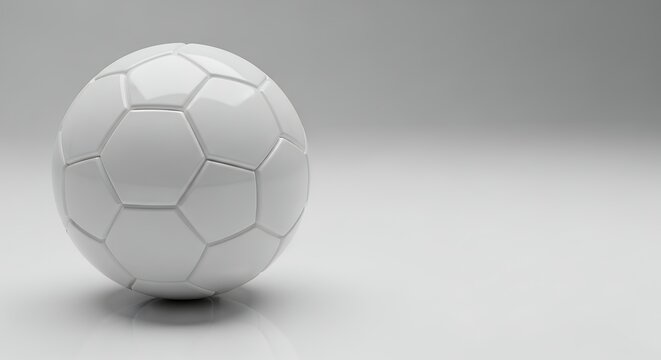 White Soccer Ball on a Clean Background, Minimalist Sports Equipment.