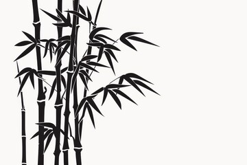 Naklejka premium Simple black and white line drawing of bamboo, in vector illustration style with clear lines and a simple background, no shading details, monochrome design.