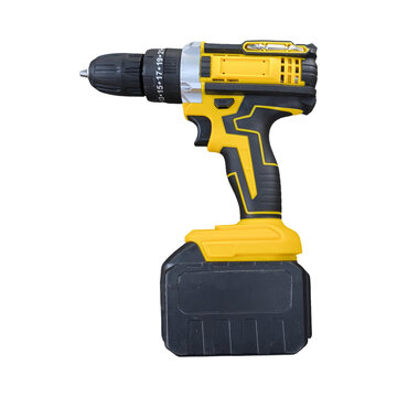isolated of yellow and black Cordless impact wrench and battery, ready to use. transparent background