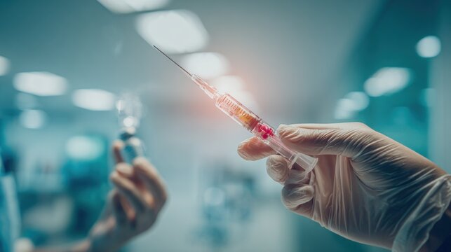 hands preparing injection needle