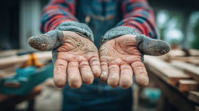 carpenter hands woodworking tools