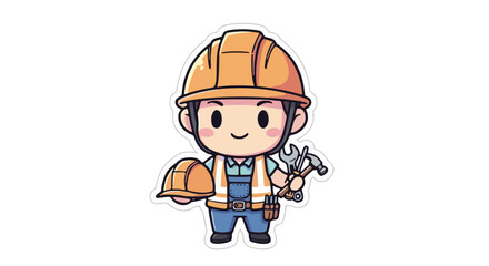 Fototapeta premium A charming cartoon construction worker figure, showcasing dedication and diligence in their craft, embodying the vital spirit of labor's day celebrations