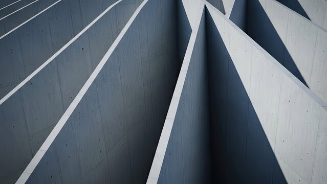 A close-up view of a modern architectural structure with geometric lines
