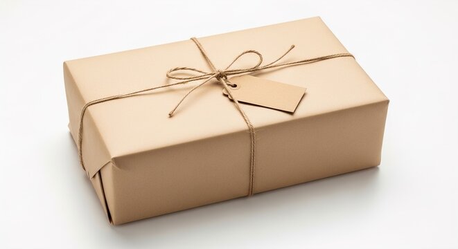 Rustic Brown Paper Wrapped Package Tied with Twine String
