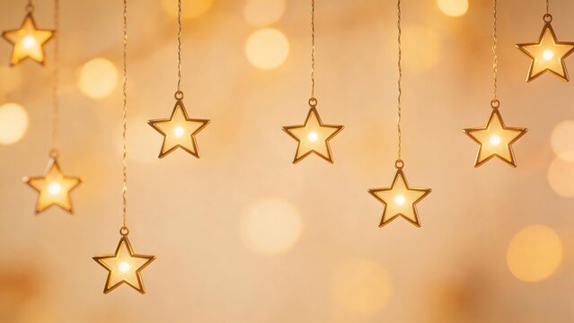 Hanging star lights with bokeh background
