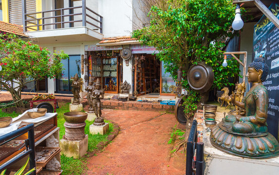 November: 05,2025. Image of a  an antique and handicraft store which also offers yoga and meditation sessions at Varkala, Kerala, india.