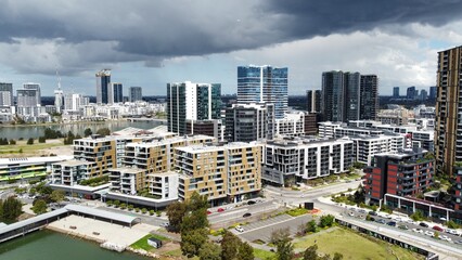 Fototapeta premium Medium and high density apartments near water