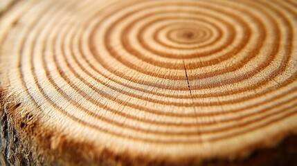 Naklejka premium log. Close-up of tree rings on a cut log, natural wood texture symbolizing growth and history. gardening catalogs, home-decor guides, designed for home decor and floral branding.