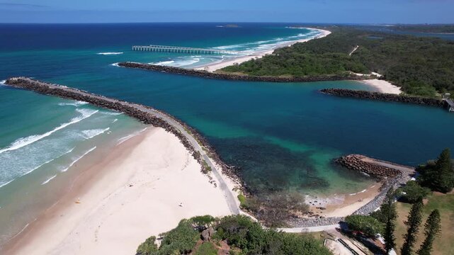 Little Duranbah Beach, Tweed River, And Marlo&rsquo;s Beach In New South Wales, Australia - Drone Shot