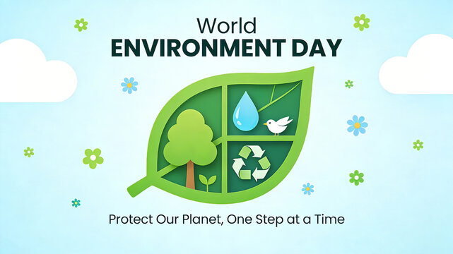 The ecological symbol in Ye Zi Li represents World Environment Day and advocates for an environmentally friendly lifestyle, suitable for public welfare posters

