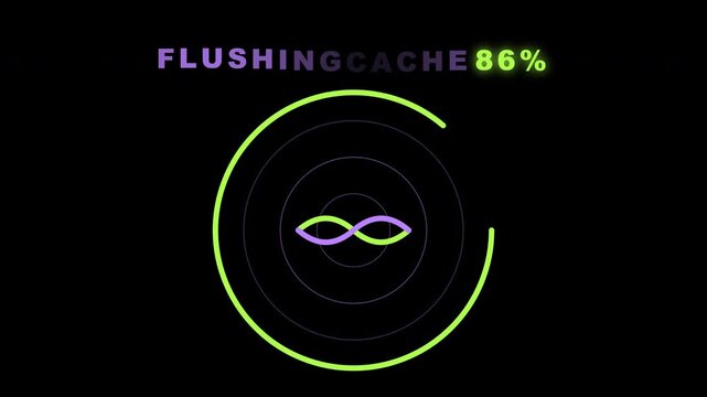 Flushing Cache Progress Bar Animation with Infinity Symbol