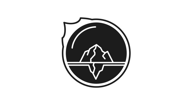 Black and white mountain logo icon.